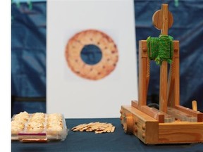 The Telus World of Science held a pie-catapulting contest at exactly 9:26:53 a.m. on Saturday, March 14 to celebrate Pi Day, an annual celebration commemorating the mathematical constant (3.14) or 3/14 in month/day format. This year is dubbed the Ultimate Pi Day as the first 10 digits of Pi (3.141592653) will occur during the morning of March 14 or 3/14/15 at 9:26:53 a.m.