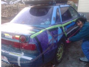Terry McHardy decorating her car last weekend, days before her death.
