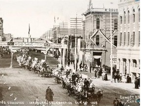 By the time Edmonton celebrated the inauguration of Alberta and its status as the province’s capital on Sept. 1, 1905, the long-desired cement sidewalks were ready, replacing the wooden-planked walkways.