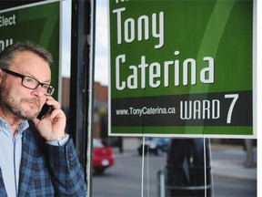 Tony Caterina at his campaign office for Ward 7 on election day in Edmonton