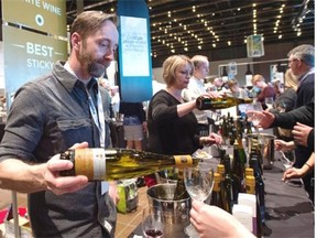 Winemaker Paul Pender of Tawse Winery pouring at the Northern Lands Canadian Wine and Craft Beer Festival at the Shaw Conference Centre in Edmonton, March 28, 2015.