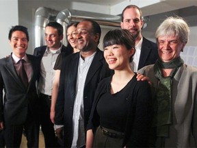 In the 2011 federal election, 57 rookie NDP MPs were elected in Quebec as part of what was called the “Orange Wave.” Seen here shortly after their win, they included, from left to right: Hoang Mai, Pierre Nantel, Marie-Claude Morin, Tyrone Benskin, Laurin Liu, Alexandre Boulerice and Helene Laverdiere.