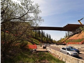 2015: Construction stalls on the bridge on 102 Avenue over Groat Road due to bent girders.