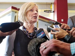 Alberta NDP Leader Rachel Notley makes an announcement about the Summer Temporary Employment Program at Remedy Cafe in Edmonton, April 21, 2015.