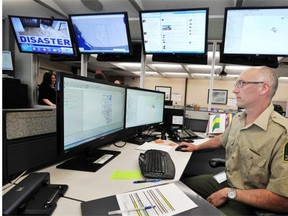 The Alberta Sustainable Resources Wildfire Command Centre in Edmonton keeps watch over the province.
