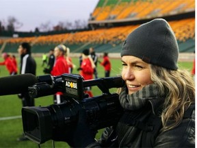 Award-winning filmmaker Bobbi Jo Hart filmed the Canadian national women’s soccer team as they practised at the Commonwealth Stadium, for her documentary RISE.
