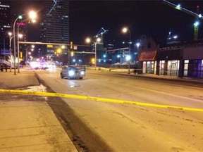 Brent Wittmeier/Edmonton Journal 
 A 72-year-old man died in January when a vehicle struck him as tried to cross 101st Street at 105th Avenue. The vehicle had the green light. The city is looking at new ways to make crossings safer for pedestrians.