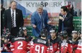 Canada coach Todd McLellan talks to his players during the world hockey championship semifinal against the Czech Republic in Prague, Czech Republic, on May 16, 2015.