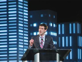 Edmonton Mayor Don Iveson gives his address Monday on the state of the city address at the Shaw Conference Centre.