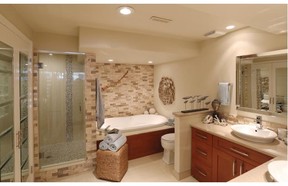 The ensuite off the master bedroom of the Stewart home in the community of Rio Terrace in southwest Edmonton.