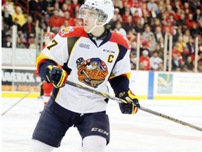 Erie Otters forward Connor McDavid watches the play during Friday’s Ontario Hockey League game against the Soo Greyhounds at Essar Centre in Sault Ste. Marie, Ont.