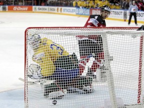 Taylor Hall connects on a penalty shot.