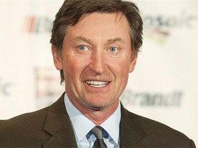 Hockey great Wayne Gretzky speaks during a media event before a tribute to Gordie Howe in Saskatoon, Friday, Feb. 6, 2015. Gretzky waded into Ontario's Progressive Conservative leadership race on Monday by voicing his support for Patrick Brown, a member of parliament for Barrie, Ont. THE CANADIAN PRESS/Liam Richards 
  
 Na030215-PCs