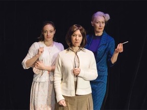 Jenna Dykes-Busby, Liana  Shannon and Linda Grass in David Belke’s Becoming Sharp, at Shadow Theatre