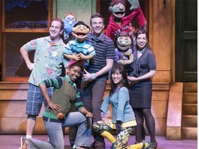 Justin Bott, Saccha Dennis, Andrew MacDonald Smith, Kimmy Choi, Rachel Bowron and Ryan Kelly in The Citadel Theatre’s production of Avenue Q