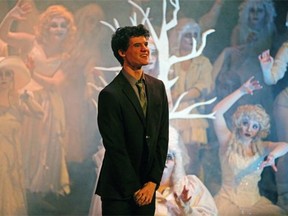Kael Wynn in a scene from Strathcona High School’s production of The Addams Family