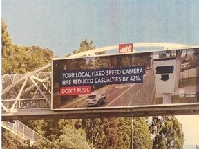 Large billboards tell residents exactly how their local speed camera is affecting safety at this location in New South Wales, Australia.