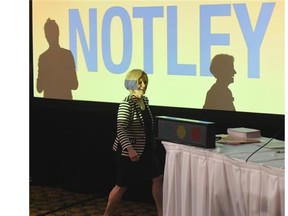 NDP Leader Rachel Notley got an ovation when she stopped by to speak during the Unifor Prairie Regional Council meeting at the Chateau Lacombe Hotel in Edmonton on Monday April 27, 2015.