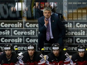 Todd McLellan is currently coaching Team Canada at the World Championships in Prague, including a couple of Edmonton Oilers in Jordan Eberle (left) and Taylor Hall (not shown).