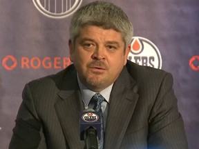Todd McLellan speaks at a news conference May 19, 2015, announcing his hiring as the Edmonton Oilers head coach.