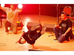 Members of DJ CreeAsian Wajjo Drummers perform at the Mayor’s Celebration of the Arts on April 20, 2015 in Edmonton at the Winspear Centre.