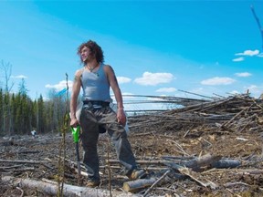 Mike Brown of Toronto on his second day of tree planting at a cut block about 50 km north of Wandering River.