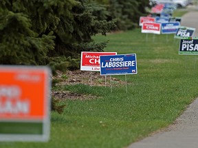 Election signs in Edmonton.