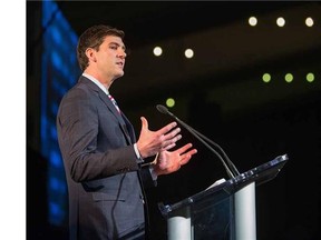 Edmonton Mayor Don Iveson gives his State of the City address at the Shaw Conference Centre in Edmonton on April 27, 2015.