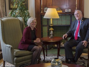 Alberta premier-designate Rachel Notley had a brief meeting with Lt. Gov. Donald Ethell at the Legislature.