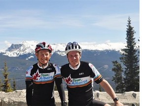 Jasper Mayor Dick Ireland, left, and hotelier Matthew Decore are planning the first two mountain-top finishes for the Tour of Alberta in September. The international race, which attracts many of the world’s top cycling teams, will see finishes at Miette Hot Springs and Marmot Basin ski resort in Jasper National Park.