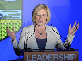 Alberta NDP leader Rachel Notley speaks on stage after being elected Alberta's new premier in Edmonton on Tuesday, May 5, 2015.