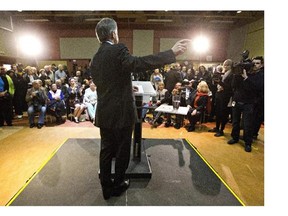 Alberta Premier Jim Prentice announces an election in Edmonton on April 7, 2015.