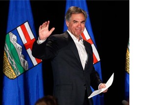 Alberta PC leader Jim Prentice speaks on stage following Alberta election results in Calgary on Tuesday, May 5, 2015.