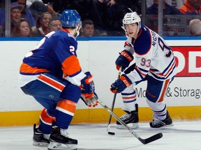 Ryan Nugent-Hopkins on the attack against New York Islanders.