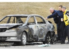 Shernell Pierre’s burned car along 170th Street. FILE