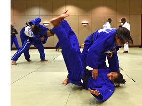 The Dominican Republic team practicing for the 2015 Pan American Judo Champions which is qualifying for the 2016 Rio Olympic Games, in Edmonton, April 23, 2015.