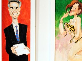 Former premiers Jim Prentice and Alison Redford by Gerry Rasmussen, featured at his art show Take Me to Your Leader, running May 6 through May 30 at Modern Painters Gallery (12247 Fort Rd.)
