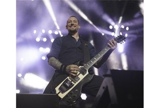 Volbeat lead singer, Michael Poulsen entertains the crowd on May 2, 2015, in Edmonton.