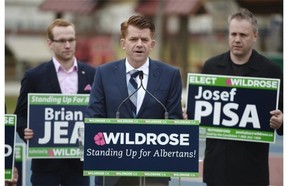 Wildrose Leader Brian Jean speaks about education during a press conference in Ellingson Park In Edmonton on Friday, April 24, 2015.