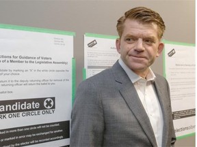 Wildrose Party leader Brian Jean waits to vote in the 2015 Alberta provincial election in Fort McMurray.