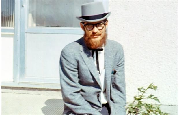 Leo Feser in 1967, dressed up for Klondike Days and sitting outside a townhouse along 170th Street in Edmonton.