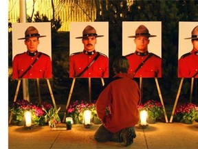 Four RCMP officers were killed March 3, 2005, near Mayerthorpe, Alta. From left: constables Peter Schiemann, Lionid Johnston, Brock Myrol and Anthony Gordon.