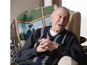 Legendary University of Alberta Golden Bears coach Clare Drake speaks with Curtis Stock in February 2015 about his exceptional career. (Greg Southam/Edmonton Journal)