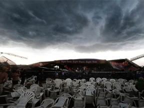 The main stage at the Big Valley Jamboree festival collapsed trapping people under the stage as mass panic ensued during a serve storm in Camrose on August 1, 2009.