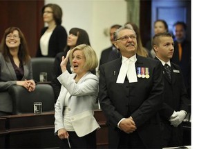 Premier Rachel Notley was the first to be sworn in as an MLA on Monday June 1, 2015.