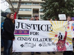 A protest in April 2015, calling for justice for Cindy Gladue after Bradley Barton was found not guilty in her death.