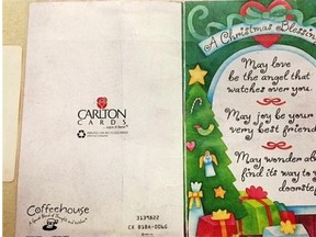 This greeting card was used to smuggle drugs into the Edmonton Remand Centre.