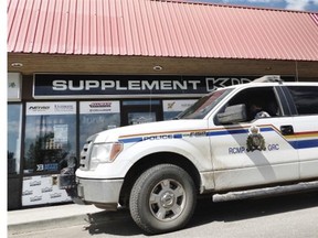 Wood Buffalo RCMP assist ALERT with the execution of a search warrant at the Supplement King store in Fort McMurray June 3, 2015.