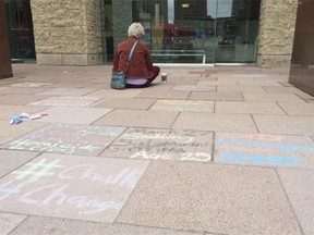 #Chalk4Change was organized to recognize women who have been murdered in Canada so far in 2015.