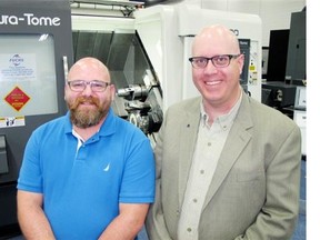 Darryl Short, left, and David deJong are the owners of Karma Machining and Manufacturing Ltd., an Edmonton business.